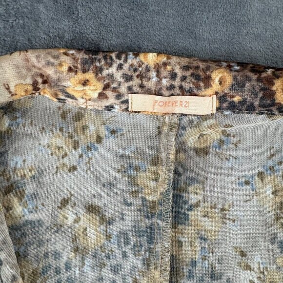 Vintage Y2K Forever 21 Lace-Up Front Sheer Blouse Boho Floral SZ Medium RARE - Picture 4 of 8